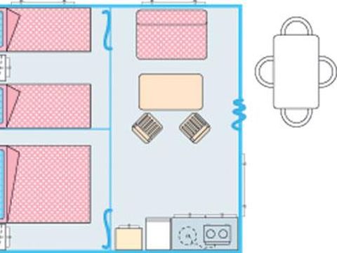 MOBILHOME 6 personnes - Bungalow Funflower Standard 25m² (2 chambres) - sans sanitaires privés 4/5 pers