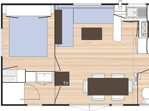 MOBILHOME 6 personnes -  Mobil home Confort 31m² (3 chambres) + terrasse couverte + TV 6 pers