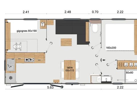 MOBILHOME 4 personnes - Premium (2019)-2 chambres-grand salon TV, salle à manger,cuisine-grande terrasse-free WIFI