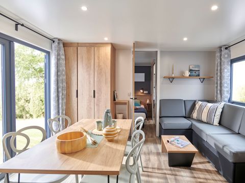 MOBILHOME 6 personnes -  Ecrin Vert Premium 36,8m²(3ch-6pers)+2SDB+ terrasse semi-couverte 20m² + LV + C