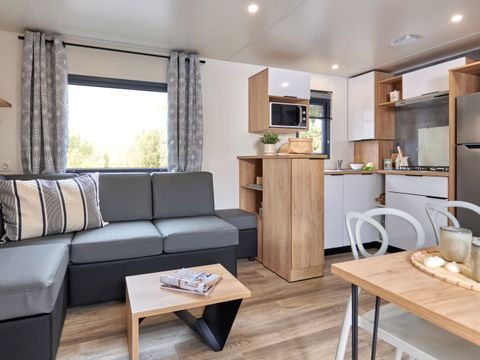 MOBILHOME 6 personnes -  Ecrin Vert Premium 36,8m²(3ch-6pers)+2SDB+ terrasse semi-couverte 20m² + LV + C