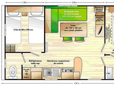MOBILHOME 5 personnes - Super Mercure 30m² - 2 chambres avec une terrasse couverte