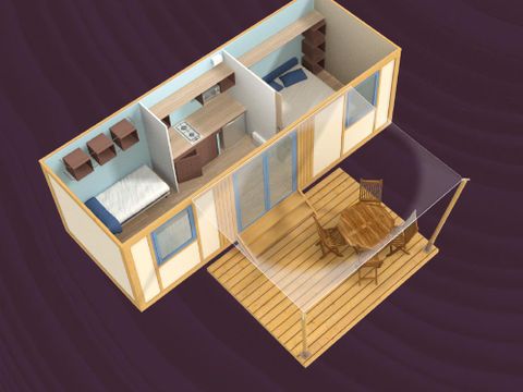 MOBILHOME 4 personnes - CORFOU 15.20m² + terrasse couverte 9.40m² ( sans sanitaires privatifs) - idéal pour 2 -