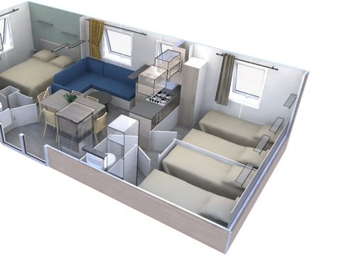 MOBILHOME 6 personnes - EVO33 - 3 chambres avec une terrasse couverte