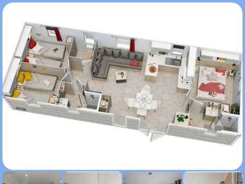 MOBILHOME 8 personnes - Premium 30-40m² - 3 chambres + TV + Terrasse couverte & draps jetables fournis