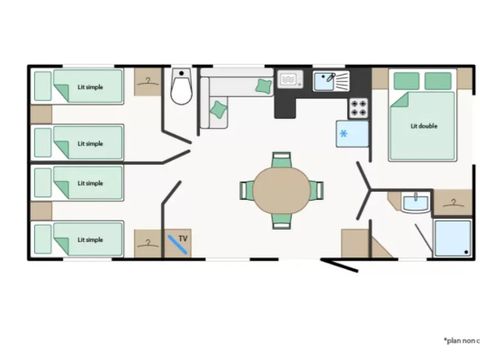 Mobilhome 6 personnes - Mobile-Home RECIF*** 6 personnes
