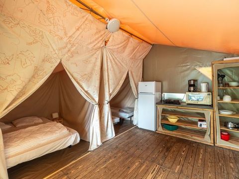 Tente en toile et en bois 4 personnes - Tente Lodge - 2 chambres