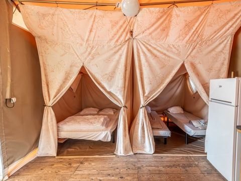Tente en toile et en bois 4 personnes - Tente Lodge 2 chambres 4 personnes