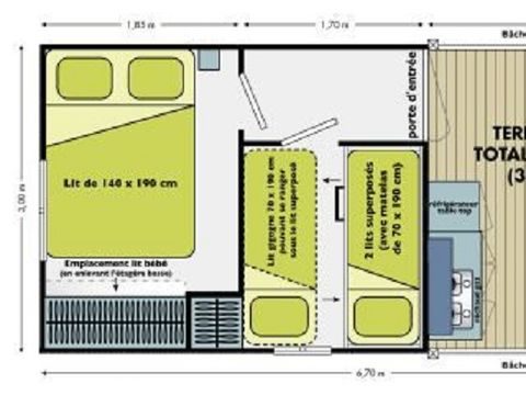 MOBILHOME 4 personnes - Mobil-home Eco 2 Chambres 4 Pers. sans sanitaire