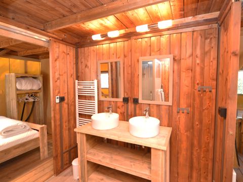 Tente en toile et en bois 8 personnes - LODGE PREMIUM BAHAMAS 8 personnes MEZZANINE
