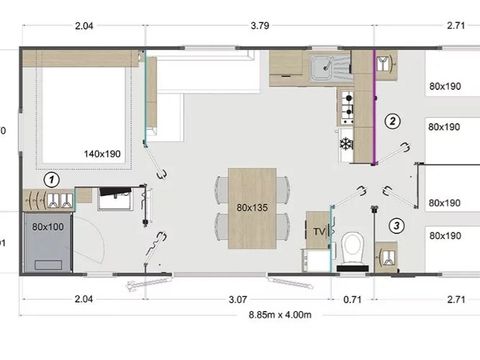 Mobilhome 6 personnes - Mobile home NASSAU*** 6 personnes