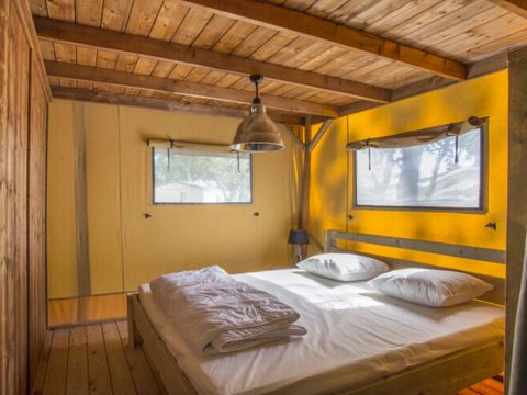 Tente en toile et en bois 6 personnes - Lodge PREMIUM BAHAMAS 6 personnes MEZZANINE