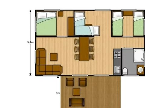 Tente en toile et en bois 6 personnes - Lodge PREMIUM BAHAMAS 6 personnes