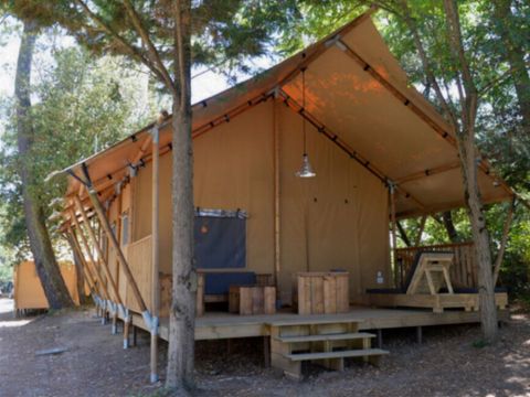 Tente en toile et en bois 6 personnes - Lodge PREMIUM BAHAMAS 6 personnes