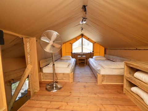 Tente en toile et en bois 8 personnes - Lodge PREMIUM BAHAMAS 8 personnes MEZZANINE