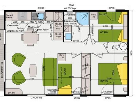 MOBILHOME 8 personnes - SUPER PREMIUM GRAND LARGE ,3ch, 6/8 pers.,climatisation