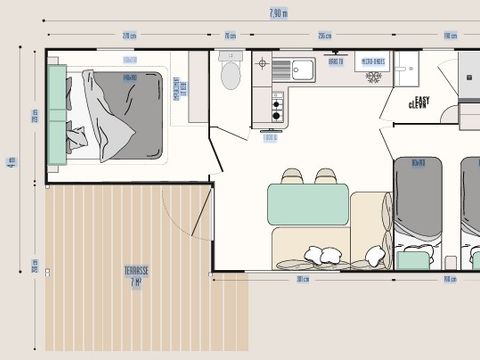 MOBILHOME 4 personnes - LOGGIA 2/4 pers., 27.5m2, terrasse couverte, climatisation