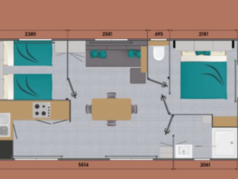 Mobilhome 4 personnes - Premium 2CH/4P.-TV + LV + Clim