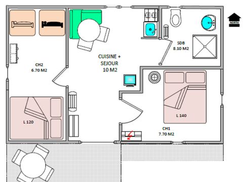 Bungalow 6 personnes - 2 chambres - M