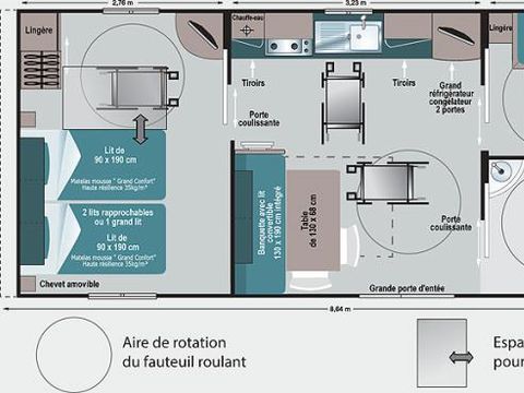MOBILHOME 5 personnes - PMR  5 personnes - 2 chambres
