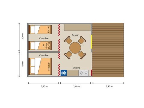Tente en toile et en bois 4 personnes - (sans sanitaires)