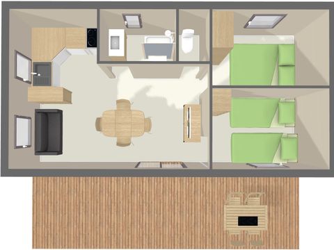 CHALET 5 personnes - CONFORT 36 m² (2 chambres) dont terrasse couverte 12m²