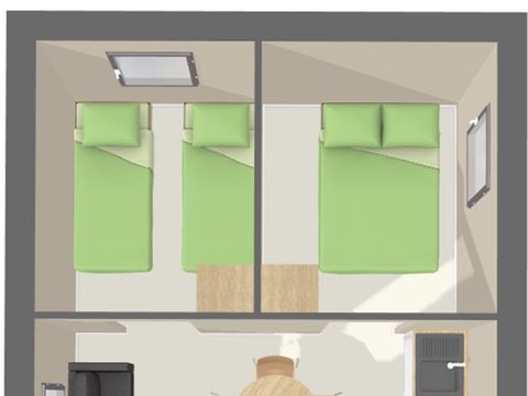 Tente en toile et en bois 4 personnes - Ecolodge Toile & Bois 30m² (2 chambres - 4 personnes) dont terrasse couverte 8m² - Sans sanitaires