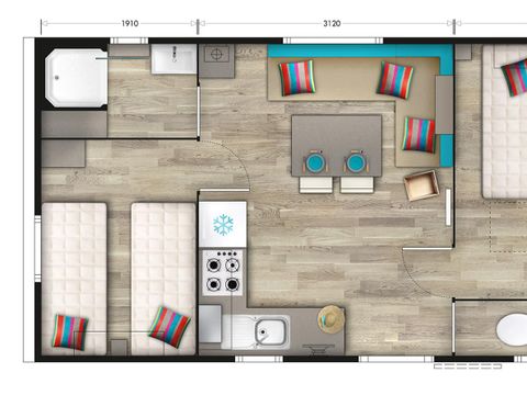MOBILHOME 6 personnes - Mobil-home Confort 31m² 2 chambres + TV 4/6 pers