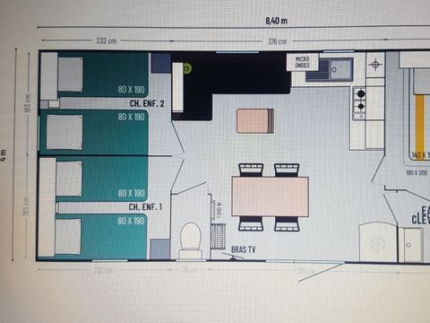 MOBILHOME 6 personnes - Mobil-home Confort 34m² 3 chambres + TV 6 pers