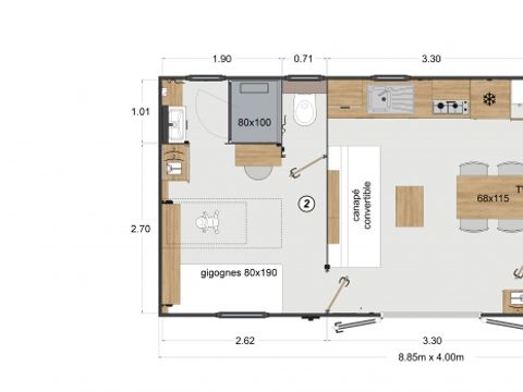 MOBILHOME 4 personnes - Mobil-home Premium 2 chambres 32m² - 2 salles de bain + TV 4 pers