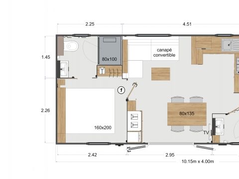 MOBILHOME 6 personnes - Mobil-home Premium 3 chambres 37m² - 2 salles de bain + TV 6 pers