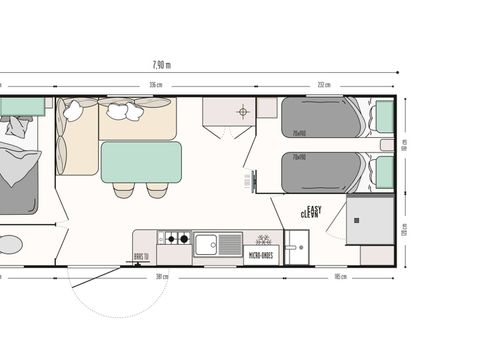 MOBILHOME 4 personnes - Mobil-home | Comfort | 2 Ch. | 4 Pers. | Terrasse surélevée