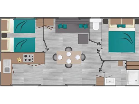 Mobilhome 6 personnes - 3/6 pers climatisé