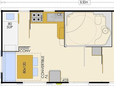 MOBILHOME 4 personnes - PMR CONFORT 2 chambres 32 m²
