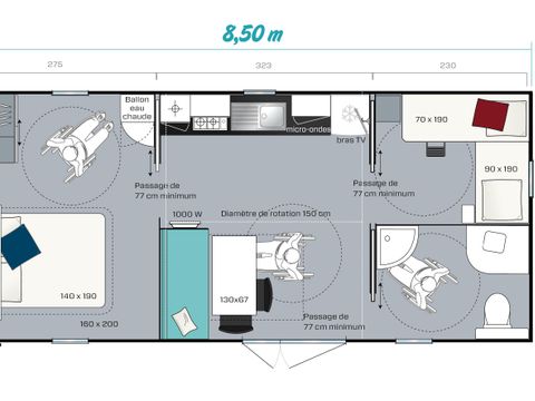 MOBILHOME 4 personnes - Confort - 2 chambres PMR