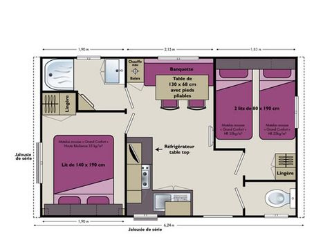 MOBILHOME 4 personnes - Essentiel - 24m² - 2Ch