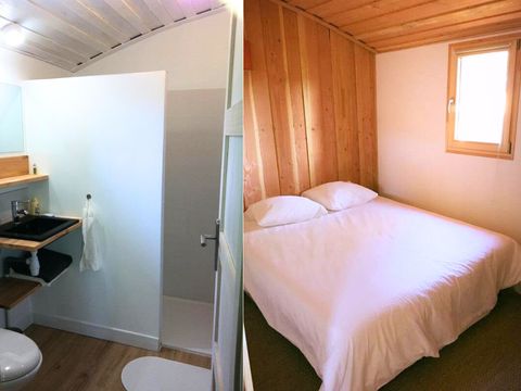 Chalet 2 personnes - Eco-cabane en bois, avec sanitaires (possible de venir à 4 personnes avec supplément au camping)