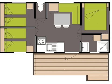 MOBILHOME 6 personnes - Mobil Home Classique 3 Chambres 6 Personnes 