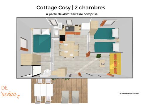 Mobilhome 4 personnes - Cottage Cosy 2 chambres