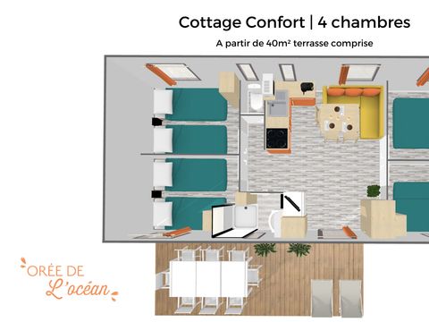 Mobilhome 8 personnes - Cottage Confort 4 chambres