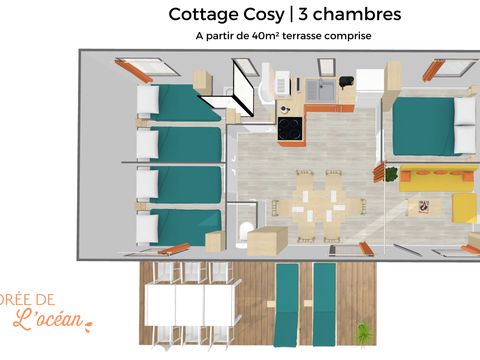 Mobilhome 6 personnes - Cottage Cosy - 3 chambres