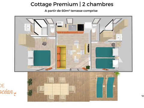Mobilhome 4 personnes - Cottage Premium 2 chambres 2 salles de bain
