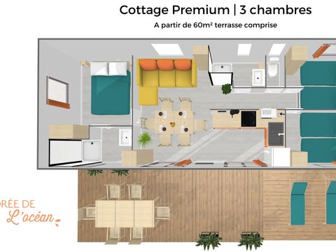 Mobilhome 6 personnes - Cottage Premium 3 chambres 2 Salles de bain