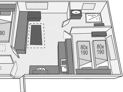MOBILHOME 4 personnes - B - Mobile-home 2 ch. Confort - DIMANCHE 4 pers. 
