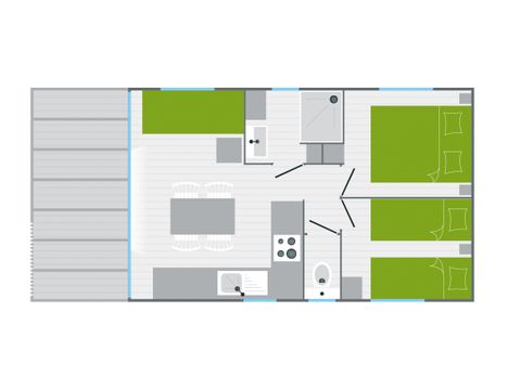 MOBILHOME 4 personnes - ATLANTIQUE CONFORT 2 chambres 26m²