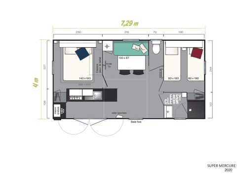 MOBILHOME 4 personnes - Confort 26 m² - 2 chambres