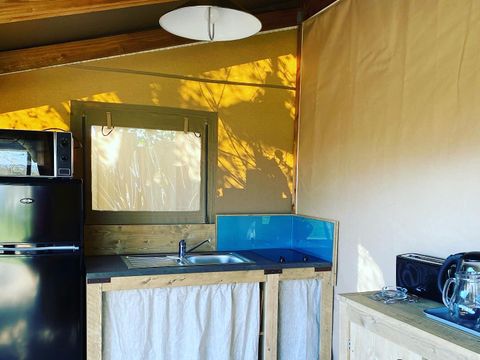 TENTE TOILE ET BOIS 5 personnes - Lodge Cotton Premium - 2 chambres + Spa privatif