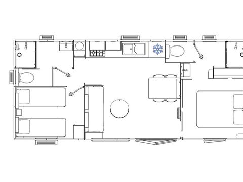 Mobilhome 6 personnes - Confort+ - 2 chambres - 2 salles de bain 35m²