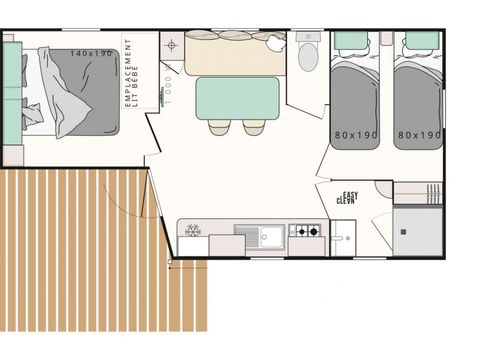 Mobilhome 5 personnes - Évasion - 2 chambres - 23m²