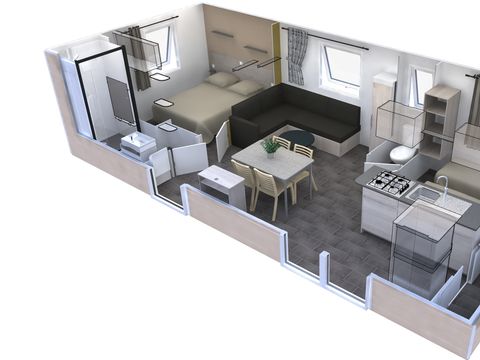 MOBILHOME 4 personnes - Premium 33m² - 2 chambres - terrasse couverte